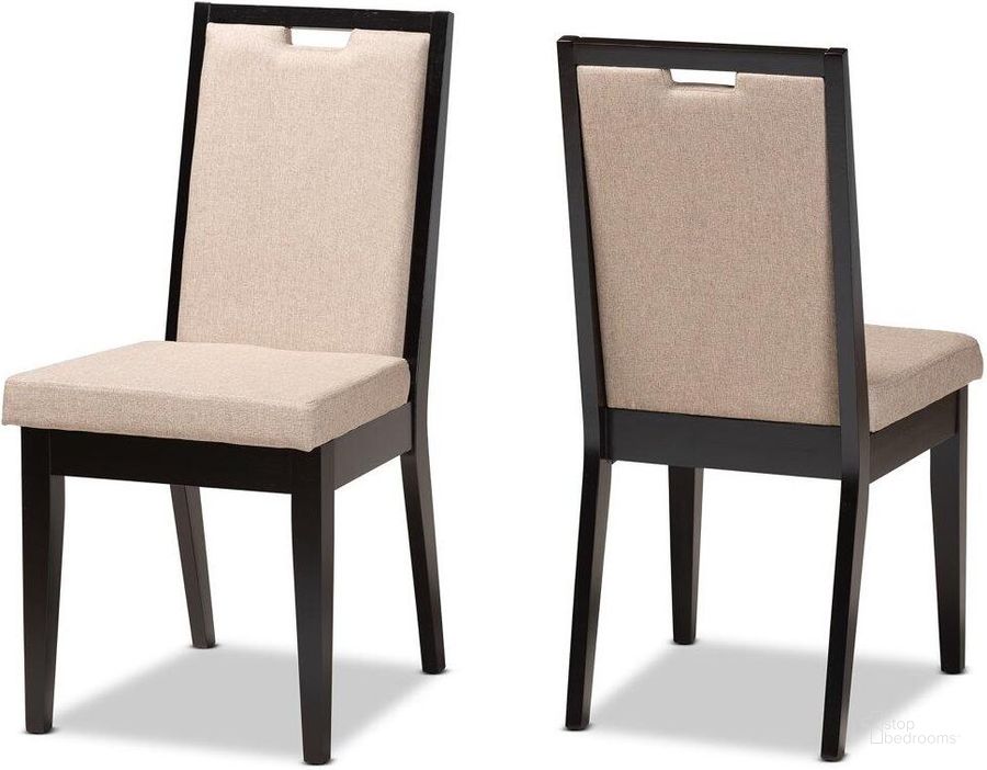 The appearance of Baxton Studio Octavia Modern And Contemporary Sand Fabric Upholstered And Dark Brown Finished Wood 2-Piece Dining Chair Set designed by Baxton Studio in the modern / contemporary interior design. This dark brown piece of furniture  was selected by 1StopBedrooms from Octavia Collection to add a touch of cosiness and style into your home. Sku: RH2082C-Sand/Dark Brown-DC-2PK. Material: Wood. Product Type: Dining Chair. Image1