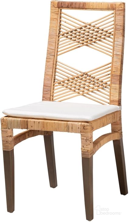The appearance of Baxton Studio Poltak Modern Bohemian Natural Brown Rattan Dining Chair designed by Baxton Studio in the coastal interior design. This white and brown piece of furniture  was selected by 1StopBedrooms from Poltak Collection to add a touch of cosiness and style into your home. Sku: Poltak-Rattan-DC. Material: Wood. Product Type: Dining Chair. Image1