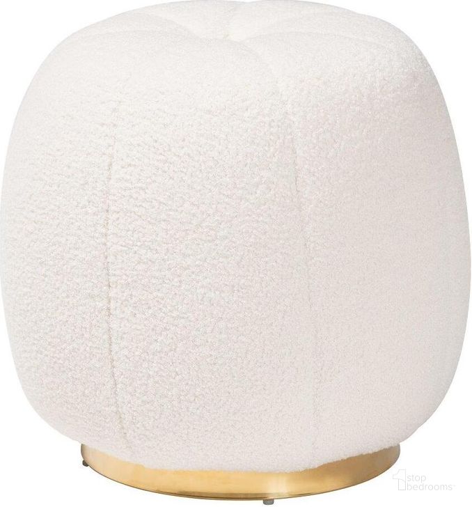 The appearance of Baxton Studio Raelynn Modern And Contemporary Ivory Boucle Upholstered And Gold Metal Ottoman designed by Baxton Studio in the modern / contemporary interior design. This ivory piece of furniture  was selected by 1StopBedrooms from Raelynn Collection to add a touch of cosiness and style into your home. Sku: 2212-Beige-Ottoman. Material: Wood. Product Type: Ottoman. Image1
