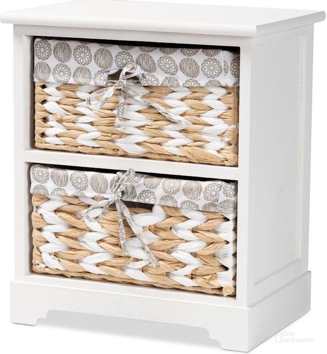 The appearance of Baxton Studio Rianne Modern Transitional White Finished Wood 2-Basket Storage Unit designed by Baxton Studio in the transitional interior design. This white piece of furniture  was selected by 1StopBedrooms from Rianne Collection to add a touch of cosiness and style into your home. Sku: TLM1801-White-2 Baskets. Product Type: Storage Unit. Material: Plywood. Image1