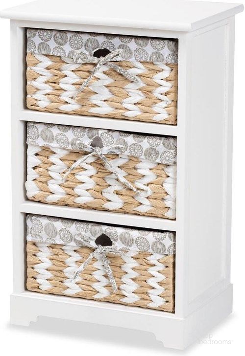 The appearance of Baxton Studio Rianne Modern Transitional White Finished Wood 3-Basket Storage Unit designed by Baxton Studio in the transitional interior design. This white piece of furniture  was selected by 1StopBedrooms from Rianne Collection to add a touch of cosiness and style into your home. Sku: TLM1802-White-3 Baskets. Product Type: Storage Unit. Material: Plywood. Image1