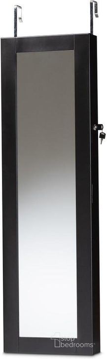 The appearance of Baxton Studio Richelle Modern and Contemporary Black Finished Wood Hanging Jewelry Armoire with Mirror designed by Baxton Studio in the modern / contemporary interior design. This black piece of furniture  was selected by 1StopBedrooms from Richelle Collection to add a touch of cosiness and style into your home. Sku: JC24-BK-Black. Product Type: Armoire. Material: MDF. Image1