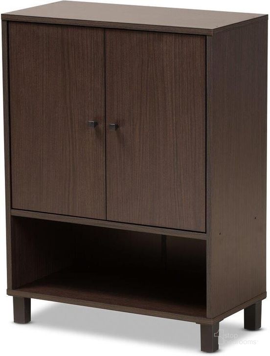 The appearance of Baxton Studio Rossin Modern And Contemporary Dark Brown Finished Wood 2 Door Entryway Shoe Storage Cabinet With Bottom Shelf designed by Baxton Studio in the modern / contemporary interior design. This dark brown and black piece of furniture  was selected by 1StopBedrooms from Rossin Collection to add a touch of cosiness and style into your home. Sku: ATSC1613-Modi Wenge-Shoe Cabinet. Material: MDF. Product Type: Shoe Cabinet. Image1