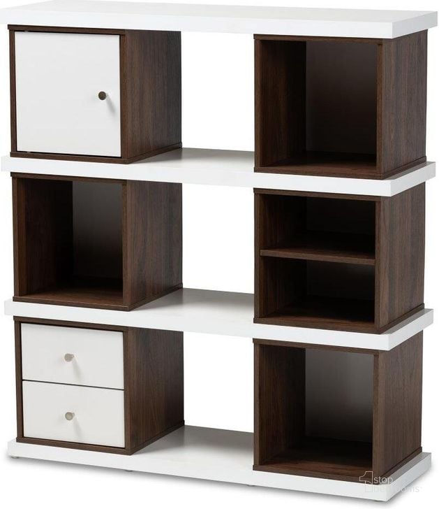 The appearance of Baxton Studio Rune Modern and Contemporary Two-Tone White and Walnut Brown Finished 2-Drawer Bookcase designed by Baxton Studio in the modern / contemporary interior design. This white piece of furniture  was selected by 1StopBedrooms from Rune Collection to add a touch of cosiness and style into your home. Sku: DV 9990-00-Columbia/White-Bookcase. Product Type: Bookcase. Material: Rubberwood. Image1