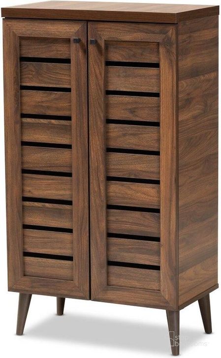 The appearance of Baxton Studio Salma Modern And Contemporary Walnut Brown Finished Wood 2-Door Shoe Storage Cabinet designed by Baxton Studio in the modern / contemporary interior design. This walnut brown piece of furniture  was selected by 1StopBedrooms from Salma Collection to add a touch of cosiness and style into your home. Sku: SESC70180WI-Columbia-Shoe Cabinet. Product Type: Storage Cabinet. Material: MDF. Image1