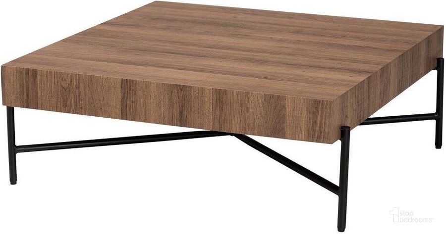 The appearance of Baxton Studio Savion Modern Industrial Walnut Brown Finished Wood and Black Metal Coffee Table designed by Baxton Studio in the industrial interior design. This walnut brown piece of furniture  was selected by 1StopBedrooms from Savion Collection to add a touch of cosiness and style into your home. Sku: LCF20446-CT. Product Type: Coffee Table. Material: MDF. Image1