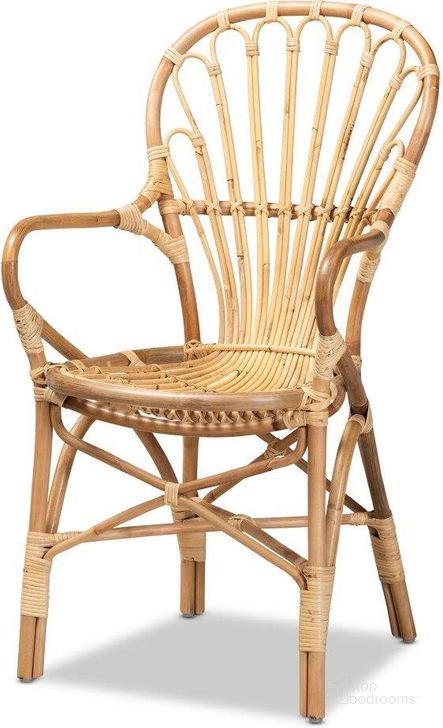 The appearance of Baxton Studio Sheraton Modern and Contemporary Natural Finished Rattan Dining Chair designed by Baxton Studio in the modern / contemporary interior design. This natural piece of furniture  was selected by 1StopBedrooms from Sheraton Collection to add a touch of cosiness and style into your home. Sku: Sheraton-Natural-DC. Product Type: Arm Chair. Material: Rattan. Image1