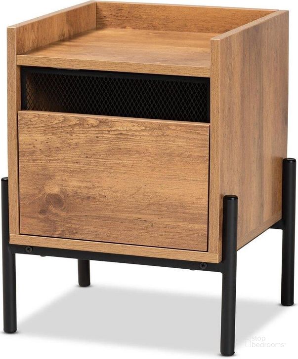 The appearance of Baxton Studio Tasman Modern And Contemporary Industrial Natural Brown Finished Wood And Black Metal End Table designed by Baxton Studio in the industrial interior design. This black piece of furniture  was selected by 1StopBedrooms from Tasman Collection to add a touch of cosiness and style into your home. Sku: HIF-007-Natural/Black. Product Type: End Table. Material: MDF. Image1