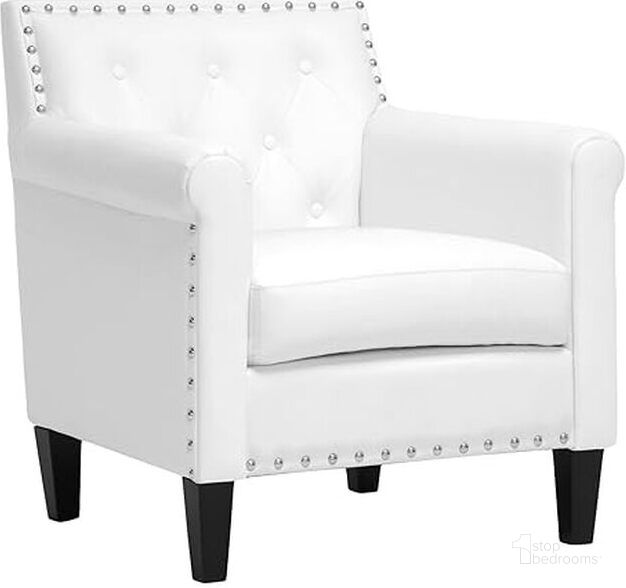 The appearance of Baxton Studio Thalassa White Modern Arm Chair designed by Baxton Studio in the transitional interior design. This white piece of furniture  was selected by 1StopBedrooms from Thalassa Collection to add a touch of cosiness and style into your home. Sku: BBT5114-White-CC. Material: Wood. Product Type: Living Room Chair. Image1