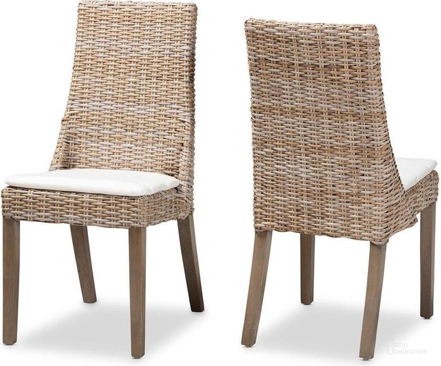 Baxton Studio Toby Modern Bohemian Grey Rattan 2 Piece Dining