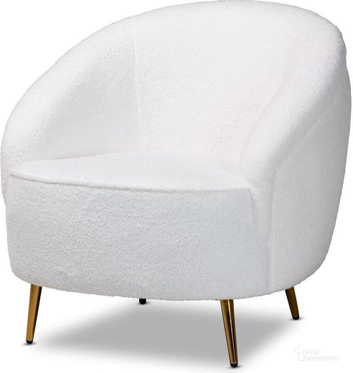 The appearance of Baxton Studio Urian Modern and Contemporary White Boucle Upholstered and Gold Finished Metal Accent Chair designed by Baxton Studio in the modern / contemporary interior design. This gold piece of furniture  was selected by 1StopBedrooms from Urian Collection to add a touch of cosiness and style into your home. Sku: 2013-White/Gold-CC. Material: Wood. Product Type: Accent Chair. Image1