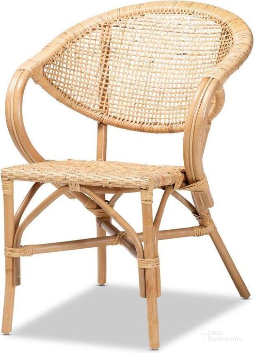 The appearance of Baxton Studio Varick Modern Bohemian Natural Brown Finished Rattan Dining Chair designed by Baxton Studio in the coastal interior design. This natural brown piece of furniture  was selected by 1StopBedrooms from Varick Collection to add a touch of cosiness and style into your home. Sku: RCN001-Rattan-DC. Product Type: Dining Chair. Material: Rattan. Image1