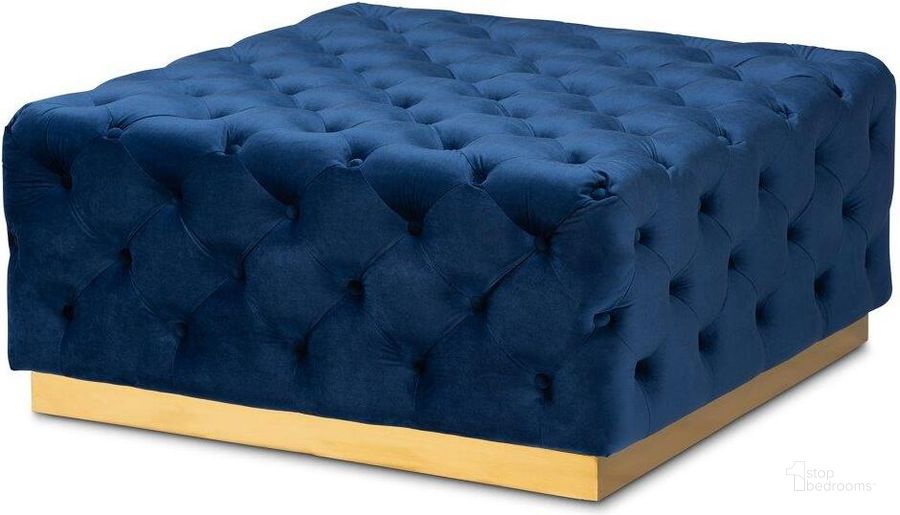 The appearance of Baxton Studio Verene Glam and Luxe Royal Blue Velvet Fabric Upholstered Gold Finished Square Cocktail Ottoman designed by Baxton Studio in the glam interior design. This gold piece of furniture  was selected by 1StopBedrooms from Verene Collection to add a touch of cosiness and style into your home. Sku: TSF-6690-Royal Blue/Gold-Otto. Product Type: Ottoman. Material: Plywood. Image1
