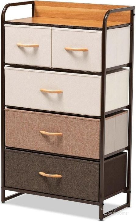 The appearance of Baxton Studio Volkan Modern Multi-Colored Fabric Upholstered And Black Metal 5-Drawer Storage Cabinet designed by Baxton Studio in the transitional interior design. This multi piece of furniture  was selected by 1StopBedrooms from Volkan Collection to add a touch of cosiness and style into your home. Sku: 5L-608-5DW-Cabinet. Product Type: Storage Cabinet. Material: MDF. Image1