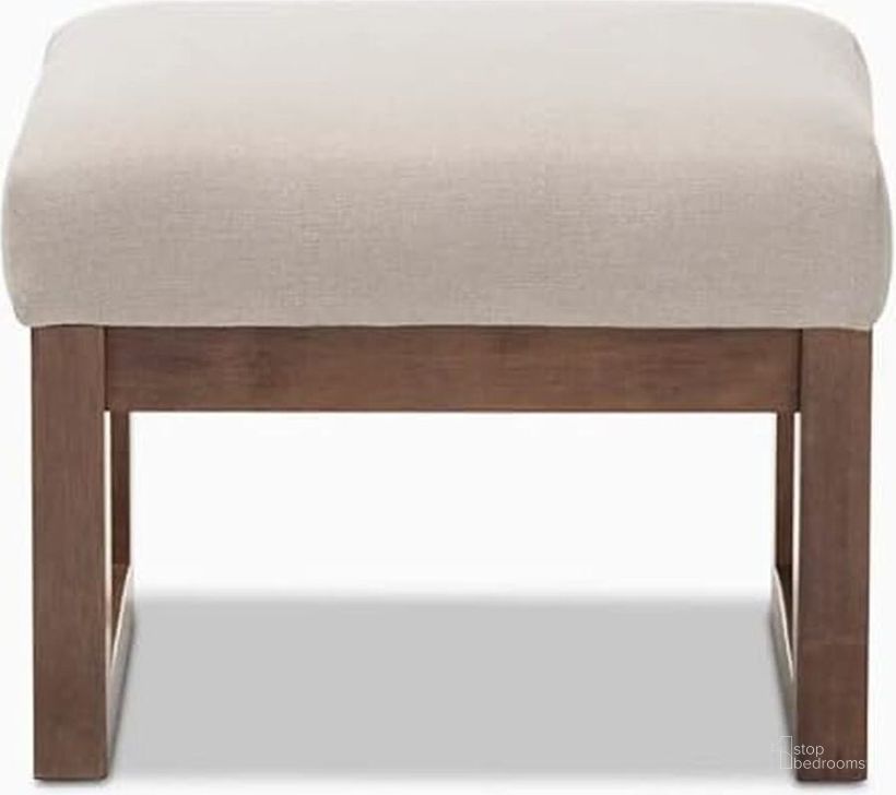 The appearance of Baxton Studio Yashiya Mid-Century Retro Modern Light Beige Fabric Upholstered Ottoman Stool designed by Baxton Studio in the transitional interior design. This light beige piece of furniture  was selected by 1StopBedrooms from Yashiya Collection to add a touch of cosiness and style into your home. Sku: BBT5200-Light Beige. Material: Fabric. Product Type: Ottoman. Image1