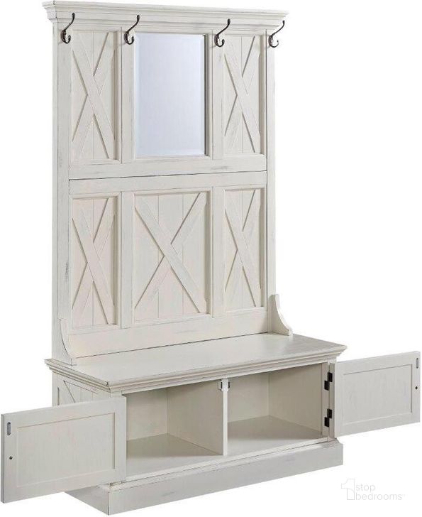 The appearance of Bay Lodge Off White Hall Tree designed by Homestyles in the traditional interior design. This off white piece of furniture  was selected by 1StopBedrooms from Bay Lodge Collection to add a touch of cosiness and style into your home. Sku: 5523-491;5523-492. Material: Wood. Product Type: Entryway Furniture. Image1