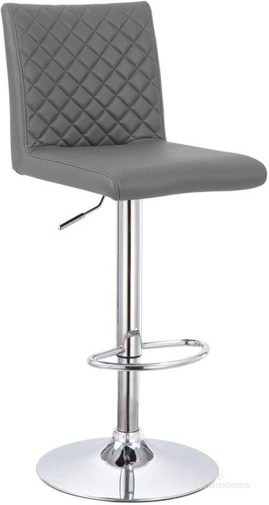 The appearance of Bay Peak Adjustable Swivel Bar Stool Set of 2 In Gray designed by Best Master Furniture in the transitional interior design. This gray piece of furniture  was selected by 1StopBedrooms from Bay Collection to add a touch of cosiness and style into your home. Sku: BN1145G. Material: Faux Leather. Product Type: Barstool. Image1