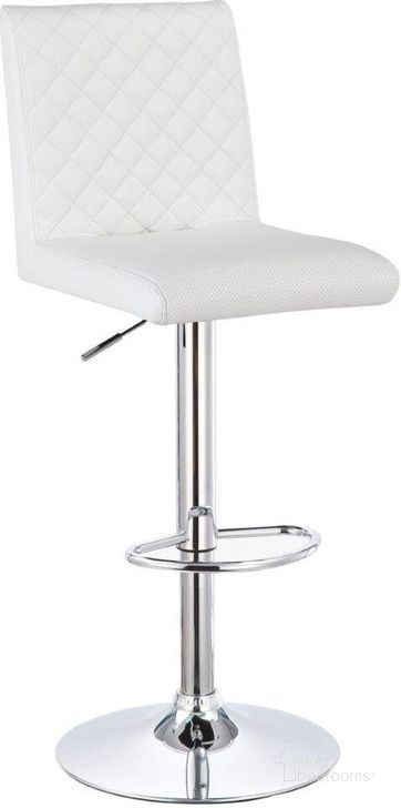 The appearance of Bay Peak Adjustable Swivel Bar Stool Set of 2 In White designed by Best Master Furniture in the transitional interior design. This white piece of furniture  was selected by 1StopBedrooms from Bay Collection to add a touch of cosiness and style into your home. Sku: BN1145W. Material: Faux Leather. Product Type: Barstool. Image1