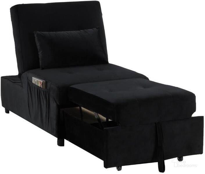 The appearance of Bayani Velvet Adjustable Sleeper Lounge Chaise In Black designed by Best Master Furniture in the transitional interior design. This black piece of furniture  was selected by 1StopBedrooms from Bayani Collection to add a touch of cosiness and style into your home. Sku: BL102VB. Product Type: Chaise. Material: Velvet. Image1