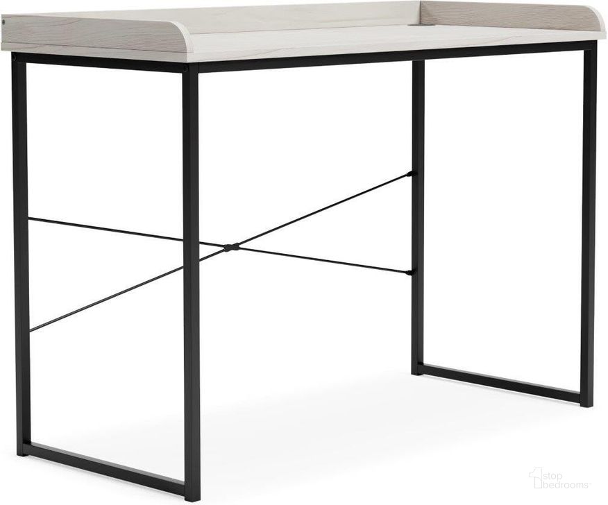 The appearance of Bayflynn White And Black Desk designed by Signature Design by Ashley in the transitional interior design. This white/black piece of furniture  was selected by 1StopBedrooms from Bayflynn Collection to add a touch of cosiness and style into your home. Sku: H288-10. Product Type: Home Office Desk. Image1