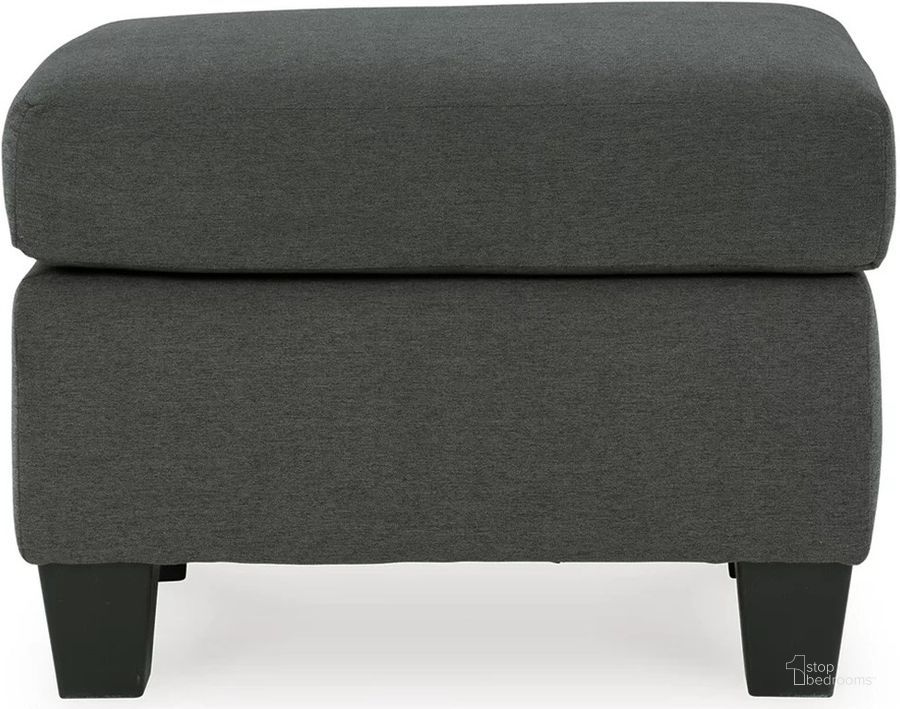 The appearance of Bayonne Ottoman In Charcoal designed by Signature Design by Ashley in the modern / contemporary interior design. This charcoal piece of furniture  was selected by 1StopBedrooms from Bayonne Collection to add a touch of cosiness and style into your home. Sku: 3780114. Material: Fabric. Product Type: Ottoman. Image1