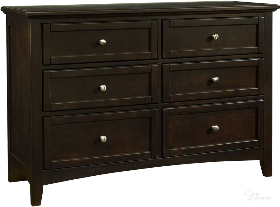 The appearance of Bonanza Merlot Double 6 Drawer Dresser designed by Vaughan Bassett in the transitional interior design. This merlot piece of furniture  was selected by 1StopBedrooms from Bonanza Collection to add a touch of cosiness and style into your home. Sku: BB27-001. Product Type: Dresser. Image1
