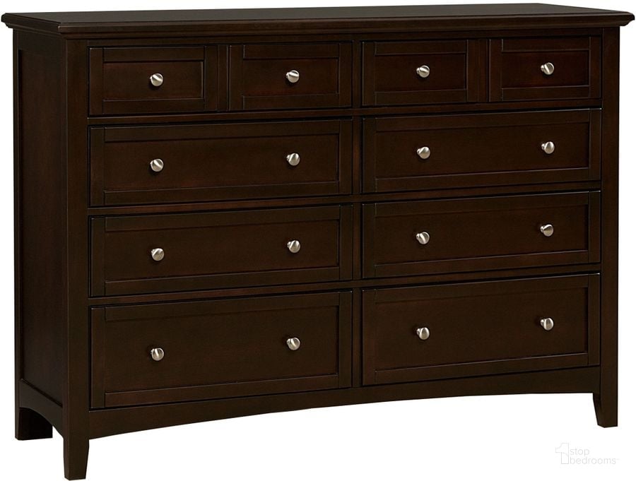 The appearance of Bonanza Merlot 8 Drawer Triple Dresser designed by Vaughan Bassett in the transitional interior design. This merlot piece of furniture  was selected by 1StopBedrooms from Bonanza Collection to add a touch of cosiness and style into your home. Sku: BB27-002. Product Type: Dresser. Image1