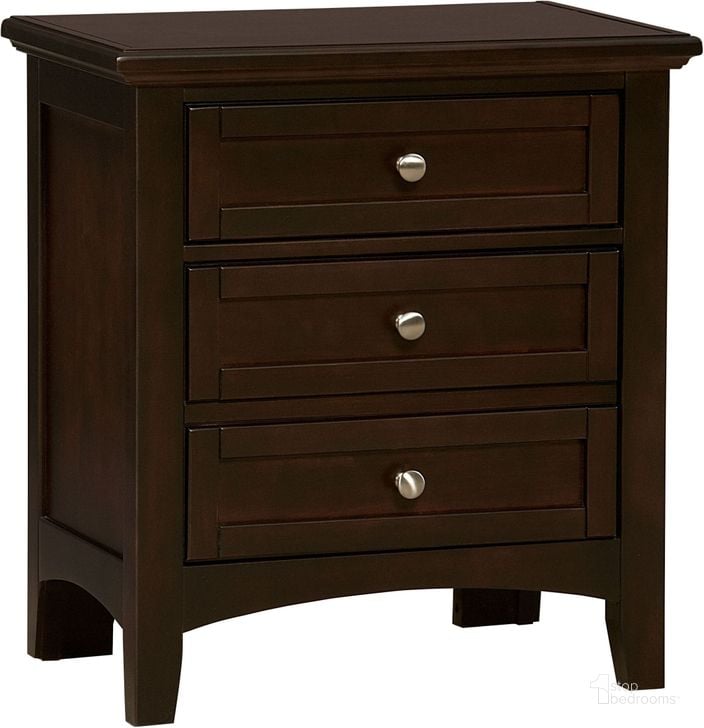The appearance of Bonanza Merlot 2 Drawer Nightstand designed by Vaughan Bassett in the transitional interior design. This merlot piece of furniture  was selected by 1StopBedrooms from Bonanza Collection to add a touch of cosiness and style into your home. Sku: BB27-226. Product Type: Nightstand. Image1