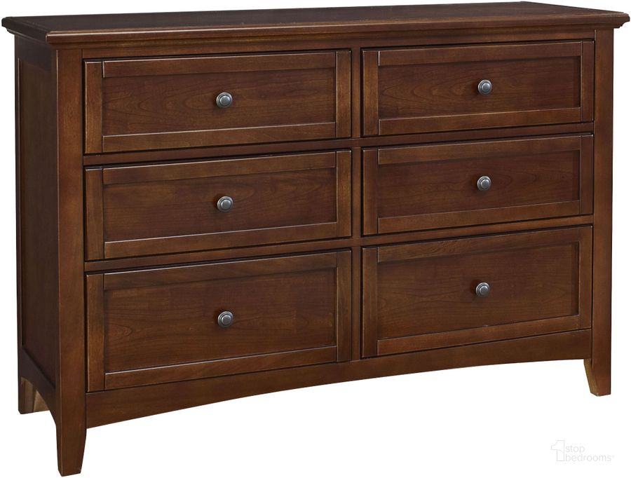 The appearance of Bonanza Cherry Double 6 Drawer Dresser designed by Vaughan Bassett in the transitional interior design. This cherry piece of furniture  was selected by 1StopBedrooms from Bonanza Collection to add a touch of cosiness and style into your home. Sku: BB28-001. Product Type: Dresser. Image1