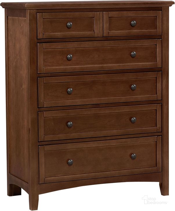 The appearance of Bonanza Cherry 5 Drawer Chest designed by Vaughan Bassett in the transitional interior design. This cherry piece of furniture  was selected by 1StopBedrooms from Bonanza Collection to add a touch of cosiness and style into your home. Sku: BB28-115. Product Type: Chest. Image1