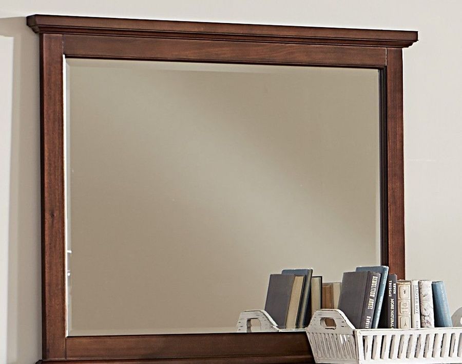 The appearance of Bonanza Cherry Landscape Mirror designed by Vaughan Bassett in the transitional interior design. This brown piece of furniture  was selected by 1StopBedrooms from Bonanza Collection to add a touch of cosiness and style into your home. Sku: BB28-446. Product Type: Dresser Mirror. Image1