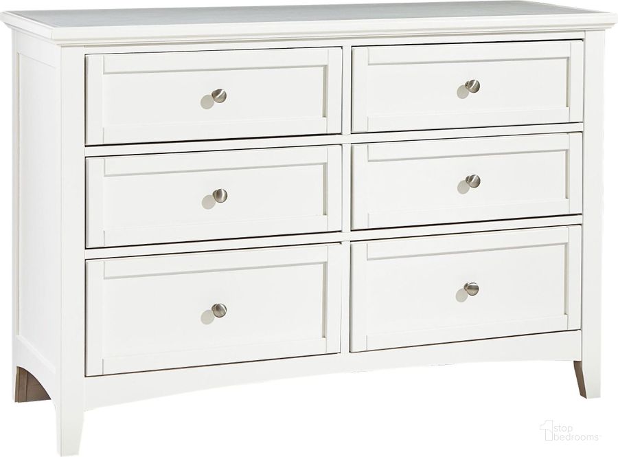 The appearance of Bonanza White Double 6 Drawer Dresser designed by Vaughan Bassett in the transitional interior design. This white piece of furniture  was selected by 1StopBedrooms from Bonanza Collection to add a touch of cosiness and style into your home. Sku: BB29-001. Product Type: Dresser. Image1