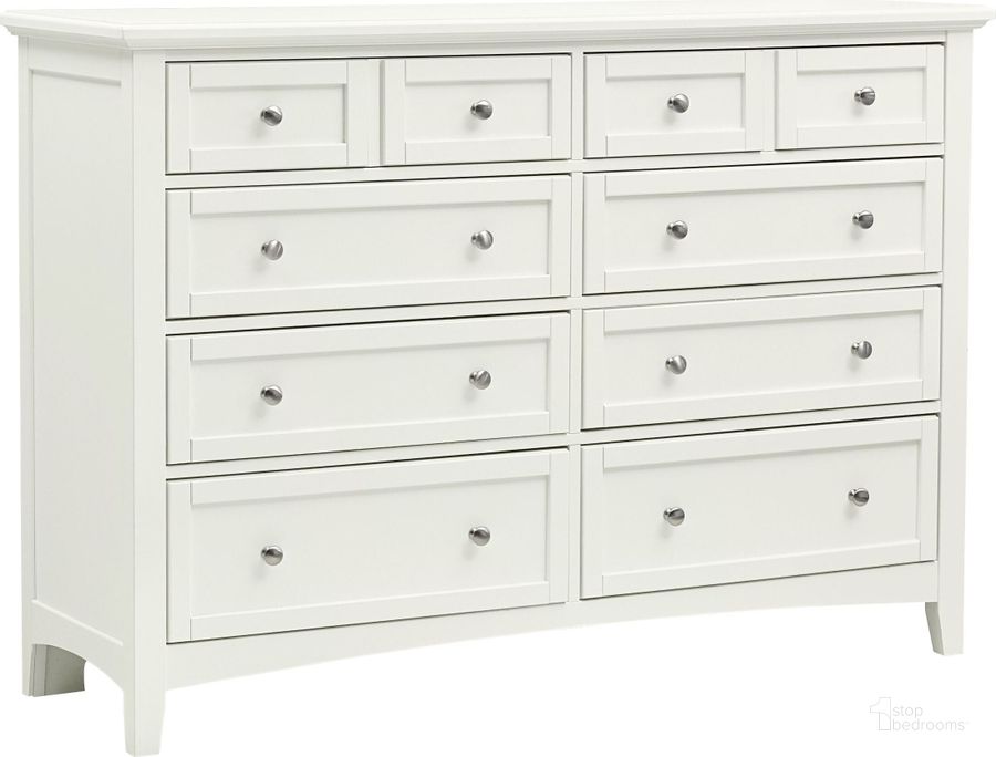 The appearance of Bonanza White 8 Drawer Triple Dresser designed by Vaughan Bassett in the transitional interior design. This white piece of furniture  was selected by 1StopBedrooms from Bonanza Collection to add a touch of cosiness and style into your home. Sku: BB29-002. Product Type: Dresser. Image1