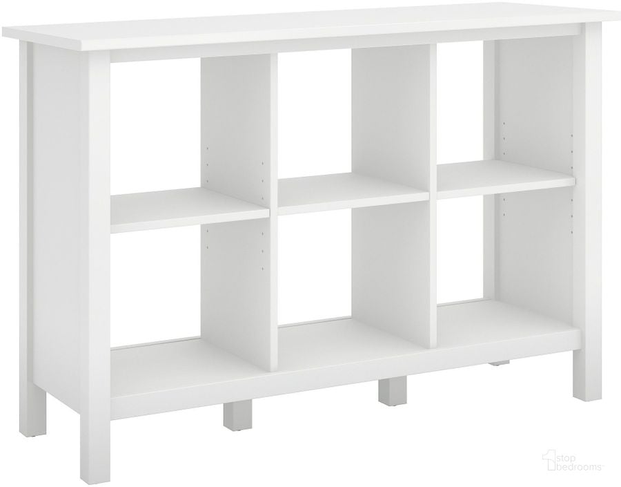 The appearance of Broadview Pure White 6 Cube Storage Bookcase designed by Bush Furniture in the modern / contemporary interior design. This white piece of furniture  was selected by 1StopBedrooms from Broadview Collection to add a touch of cosiness and style into your home. Sku: BDB145WH-03. Material: Wood. Product Type: Standard Bookcase. Image1