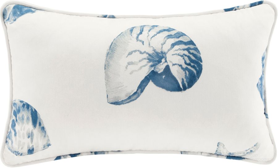 The appearance of Beach House Cotton Printed Oblong Pillow In Blue designed by Olliix in the coastal interior design. This blue piece of furniture  was selected by 1StopBedrooms from Beach House Collection to add a touch of cosiness and style into your home. Sku: HH30-106. Material: Polyester. Product Type: Pillow. Image1