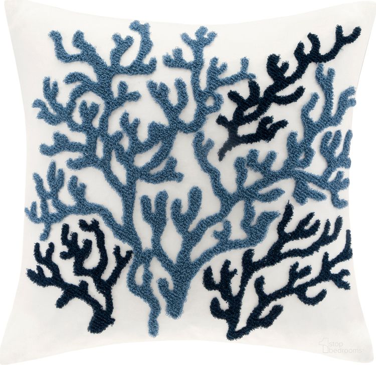 The appearance of Beach House Cotton Square Pillow In Blue designed by Olliix in the coastal interior design. This blue piece of furniture  was selected by 1StopBedrooms from Beach House Collection to add a touch of cosiness and style into your home. Sku: HH30-272. Material: Polyester. Product Type: Pillow. Image1