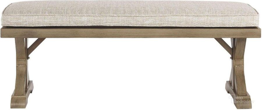 The appearance of Beachcroft Beige Bench Cushion designed by Signature Design by Ashley in the modern / contemporary interior design. This beige piece of furniture  was selected by 1StopBedrooms from Beachcroft Collection to add a touch of cosiness and style into your home. Sku: PA791-032. Product Type: Outdoor Accessory. Image1