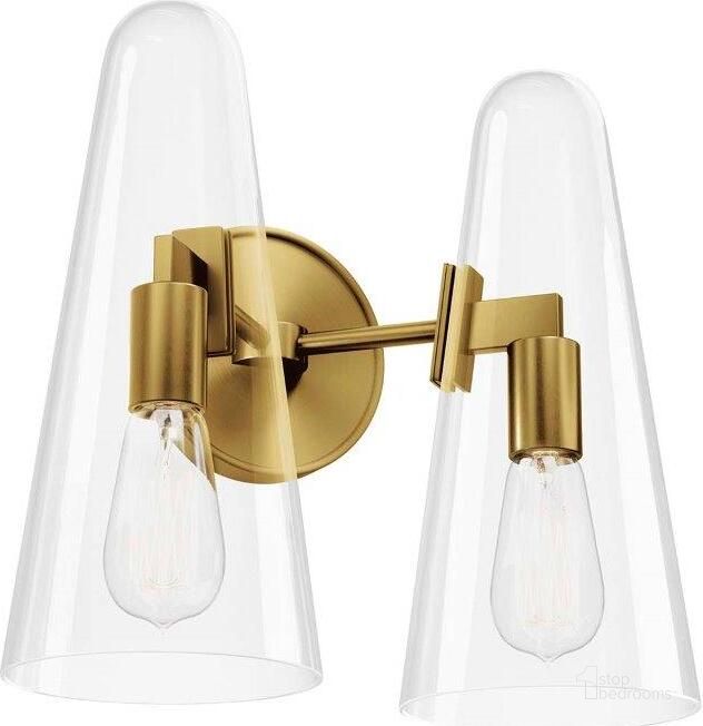 The appearance of Beacon Brass 2-Light Wall Sconce EEI-5646-CLR-SBR designed by Modway in the modern / contemporary interior design. This brass piece of furniture  was selected by 1StopBedrooms from Beacon Collection to add a touch of cosiness and style into your home. Sku: EEI-5646-CLR-SBR. Product Type: Wall Sconce. Image1