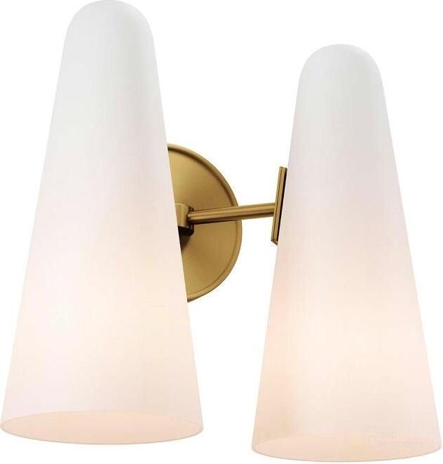 The appearance of Beacon Brass 2-Light Wall Sconce EEI-5646-OPA-SBR designed by Modway in the modern / contemporary interior design. This white piece of furniture  was selected by 1StopBedrooms from Beacon Collection to add a touch of cosiness and style into your home. Sku: EEI-5646-OPA-SBR. Product Type: Wall Sconce. Image1