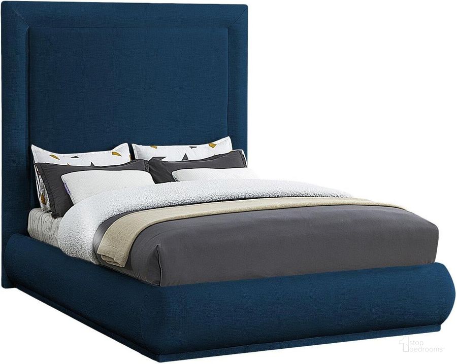 The appearance of Bear Point Navy Linen Fabric King Bed designed by Furnique in the transitional interior design. This navy piece of furniture  was selected by 1StopBedrooms from Bear Point Collection to add a touch of cosiness and style into your home. Sku: BrookeNavy-K-1;BrookeNavy-K-2. Material: Wood. Product Type: Bed. Bed Size: King. Image1