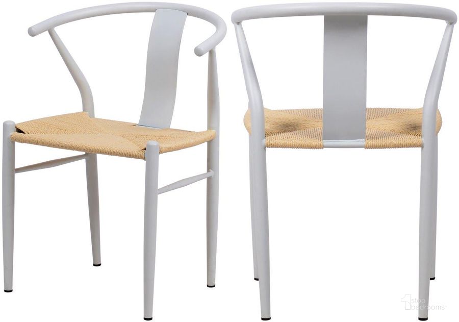 The appearance of Beck Beige Hand Woven Rope Dining Chair Set Of 2 designed by Meridian in the transitional interior design. This white piece of furniture  was selected by 1StopBedrooms from Beck Collection to add a touch of cosiness and style into your home. Sku: 893White-C. Material: Metal. Product Type: Dining Chair. Image1