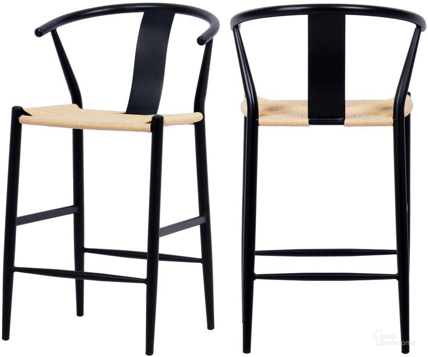 The appearance of Beck Beige Hand Woven Rope Stool Set Of 2 894Black-C designed by Meridian in the transitional interior design. This black piece of furniture  was selected by 1StopBedrooms from Beck Collection to add a touch of cosiness and style into your home. Sku: 894Black-C. Material: Metal. Product Type: Counter Height Chair. Image1