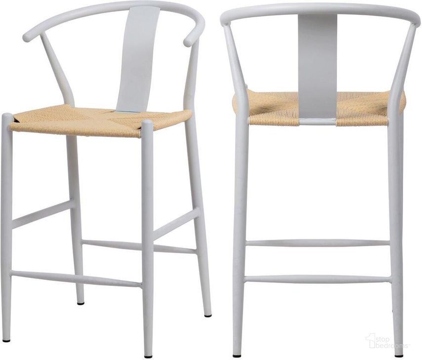 The appearance of Beck Beige Hand Woven Rope Stool Set Of 2 designed by Meridian in the transitional interior design. This white piece of furniture  was selected by 1StopBedrooms from Beck Collection to add a touch of cosiness and style into your home. Sku: 894White-C. Material: Metal. Product Type: Counter Height Chair. Image1