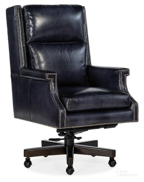 The appearance of Beckett Executive Swivel Tilt Chair In Blue designed by Hooker in the traditional interior design. This blue piece of furniture  was selected by 1StopBedrooms from EC Collection to add a touch of cosiness and style into your home. Sku: EC562-C7-048. Material: Leather. Product Type: Swivel Chair. Image1