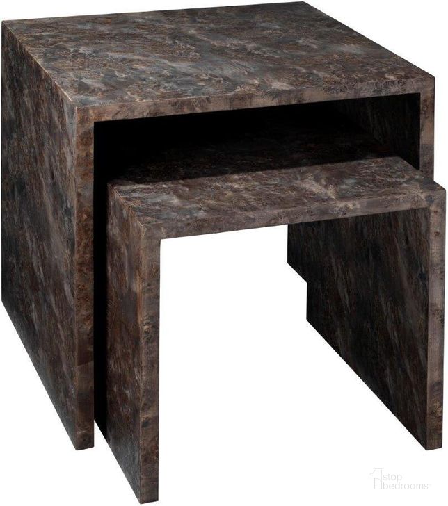 The appearance of Bedford Nesting Tables In Charcoal Set Of 2 designed by Jamie Young Company in the traditional interior design. This charcoal piece of furniture  was selected by 1StopBedrooms from Bedford Collection to add a touch of cosiness and style into your home. Sku: 20BEDF-NECH. Material: Wood. Product Type: Nesting Table. Image1