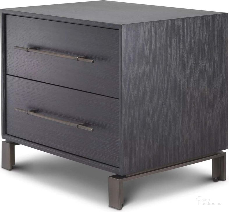 The appearance of Bedside Table Canova Charcoal Grey Oak Veneer designed by Eichholtz in the modern / contemporary interior design. This charcoal piece of furniture  was selected by 1StopBedrooms from Canova Collection to add a touch of cosiness and style into your home. Sku: 114717. Material: Wood. Product Type: Side Table. Image1