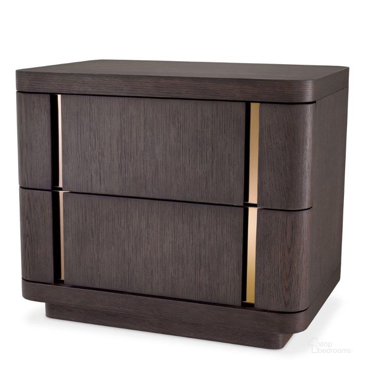 The appearance of Bedside Table Modesto Mocha Crown Oak Veneer designed by Eichholtz in the modern / contemporary interior design. This oak piece of furniture  was selected by 1StopBedrooms from Modesto Collection to add a touch of cosiness and style into your home. Sku: 113408. Material: Wood. Product Type: Side Table. Image1