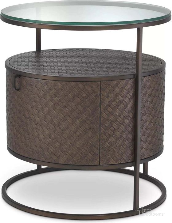 The appearance of Bedside Table Napa Valley Woven Oak Veneer designed by Eichholtz in the modern / contemporary interior design. This bronze piece of furniture  was selected by 1StopBedrooms from Napa Collection to add a touch of cosiness and style into your home. Sku: 113397. Material: Wood. Product Type: Side Table. Image1