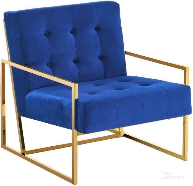 The appearance of Beethoven 31.5 Inch Velvet Accent Chair In Blue And Gold Plated designed by Best Master Furniture in the modern / contemporary interior design. This blue/gold piece of furniture  was selected by 1StopBedrooms from Beethoven Collection to add a touch of cosiness and style into your home. Sku: BN4006BG. Product Type: Accent Chair. Material: Velvet. Image1