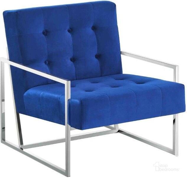 The appearance of Beethoven 31.5 Inch Velvet Accent Chair In Blue And Silver Plated designed by Best Master Furniture in the modern / contemporary interior design. This blue piece of furniture  was selected by 1StopBedrooms from Beethoven Collection to add a touch of cosiness and style into your home. Sku: BN4006BS. Product Type: Accent Chair. Material: Velvet. Image1